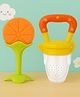 Badal Kidz Bpa Free 100 % Silicone Fruit Shape Teether And Fruit Feeder - Orange& Yellow (Pack Of 2)