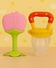 Badal Kidz Bpa Free 100 % Silicone Fruit Shape Teether And Fruit Feeder - Pink & Yellow (Pack Of 2)