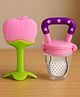 Badal Kidz Bpa Free 100 % Silicone Fruit Shape Teether And Fruit Feeder - Pink & Pink (Pack Of 2)
