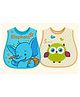 Badal Kidz Plastic Waterproof Baby Feeding Apron with BIB  - Blue & Cream (Pack of 2)