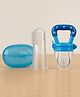 Badal Kidz Fruit Feeder Nibbler With Baby Silicone Finger Brush/Oral Brush/Baby Tounge Cleaner - Blue & Blue (Pack Of 2)