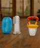 Badal Kidz Fruit Feeder Nibbler With Baby Silicone Finger Brush/Oral Brush/Baby Tounge Cleaner - Yellow & Blue (Pack Of 2)