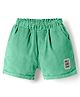 Ollypop Cotton Woven Knee Length Solid Colour Shorts With Patch Detailing - Light Green