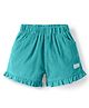 Ollypop Cotton Woven Knee Length Solid Colour Shorts With Patch Detailing - Teal Blue