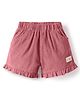 Ollypop Cotton Woven Knee Length Solid Colour Shorts With Patch Detailing - Light Pink