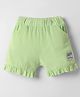 Ollypop Cotton Woven Knee Length Solid Coloured Shorts With Patch Detailing - Light Green