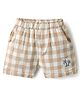 Ollypop Cotton Woven Knee Length Checked Shorts - Light Brown