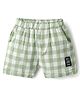 Ollypop Cotton Woven Knee Length Checked Shorts - Light Green