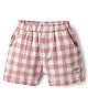 Ollypop Cotton Woven Knee Length Checked Shorts - Light Red