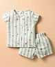 First Smile Sinker Knit Half Sleeves Shorts Co-Ord Night Suit with Stripes & Polka Dots - White