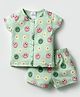 First Smile Sinker Knit Half Sleeves Shorts Co-Ord Night Suit with Smiley Print - Mint