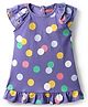 Babyhug Cotton Knit Raglan Half Sleeves Nighty with Polka Dot Print - Violet