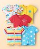 Babyhug 100% Cotton Interlock Knit Half Sleeves Front Open Vest with Stripe Design & Star Print Pack of 5 - Multicolor