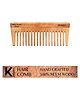 KINDED Handmade Oil Treated Wooden Hair Comb - Neem Wood NW39, Wide Tooth