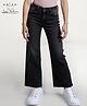 Arias  Cotton Woven Full Length Washed Wide Leg Jeans With Stretch - Black