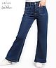 Arias Denim Woven Ankle Length Washed Bootcut Jeans With Pockets At Front - Navy Blue