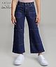 Arias Denim Woven Full Length Wide Leg Washed Jeans With Stretch & Patch Pockets - Blue