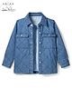 Arias Cotton Woven Full Sleeves Quilted Washed Denim Jacket with Contrast Lining - Blue