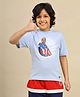 Kidsville Cotton Marvel Featuring Half Sleeves Captain America Printed Tee - Blue