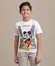 Kidsville Cotton Mickey Mouse Featuring Half Sleeves Character Printed Tee - White