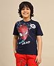 Kidsville Cotton Marvel Avengers Featuring Half Sleeves Spiderman Sequin Embellished Tee - Navy Blue