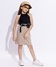 Taffykids Sleeveless Colour Blocked Dress With Belt & Pouch Set - Black & Beige