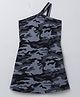 Taffykids Sleeveless One Shoulder Camouflage Printed Dress - Grey & Black