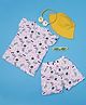 RAINE AND JAINE Cotton Knit Cap Sleeves Yay Text & Palm Trees Printed Coordinating Tee & Shorts Set - White & Pink