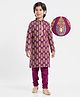 EARTHY TOUCH Single Jersey Knit Mandarin Collar Full Sleeves Kurta Pyjama Set With Floral Print - Purple