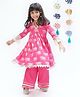 Lil' Drama Viscose Three Fourth Sleeves Elephant Motifs Printed Kurta & Salwar Set - Pink