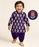 EARTHY TOUCH Single Jersey Knit Full Sleeves Kurta Dhoti Set with Floral Print - Purple