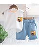 Googo Gaaga Cotton Sleeveless Teddy Bear Printed Tee & Shorts Set - White