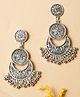 Viraasi Silver Oxidised Chandbali Earrings