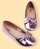 Toothless Bow Applique Detailed Metallic Ballerinas - Rose Pink