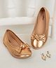 Toothless Bow Applique Detailed Metallic Ballerinas - Gold