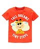 KAVEE Pure Cotton Half Sleeves Tall Dreams Tiny Steps Text & Baby Giraffe Printed Bio Washed Tee - Orange