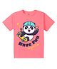 KAVEE Pure Cotton Half Sleeves Panda Printed Bio Washed Tee - Peach
