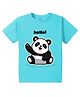 KAVEE Pure Cotton Half Sleeves Cute Panda Printed Bio Washed Tee - Sky Blue