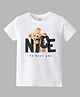 KAVEE Pure Cotton Half Sleeves Cute Teddy Bear & Nice Text Printed Bio Washed Tee - White