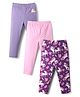 Babyhug Cotton Lycra Knit Full Length Unicorn & Polka Dot Printed Leggings Pack of 3 - Multicolor