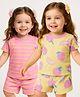 Babyoye 100% Cotton Knit Half Sleeves Shorts Striped & Fruit Printed Co-Ord Night Suits Pack of 2 - Multicolor