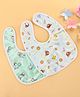 ZOE Waterproof Feeding Bibs with Snap Button Closure Animal Print Pack of 2- Multicolour