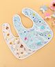 ZOE Waterproof Feeding Bibs with Snap Button Closure Animal Print Pack of 2- Multicolour