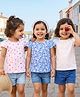 Babyhug 100% Cotton Knit Half Sleeves T-Shirts with Tropical Theme Polka Dots Print & Checks Pack of 3 - Light Blue Pink & White