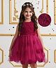 Mark & Mia Woven Sleeveless Party Dress With Floral Applique - Wine