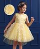 Mark & Mia Cotton Woven Sleeveless Frock with Floral Corsage & Sequin - Yellow