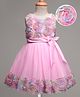 Mark & Mia Cotton Woven Sleeveless Frock with Floral Corsage & Bow - Pink