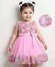 Mark & Mia Cotton Woven Sleeveless Frock with Floral Corsage & Bow - Pink