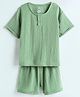 The Boo Boo Club 100% Cotton Muslin Half Sleeves Solid Tee & Shorts Set - Sage Green