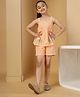 Budding Bees Cotton Sleeveless Floral Embroidered Top & Shorts Set - Peach
